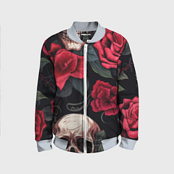 Детский бомбер Черепа с красными розами