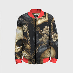 Детский бомбер Золотые черепа с цепями