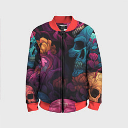 Детский бомбер Яркие цветы с черепами