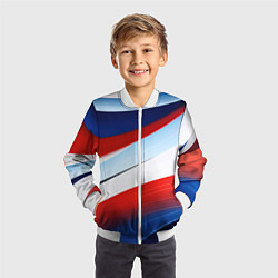 Бомбер детский Волнистая абстракция в стиле минимализм, цвет: 3D-белый — фото 2