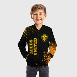 Бомбер детский Leeds United - gold gradient вертикально, цвет: 3D-черный — фото 2