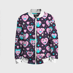 Детский бомбер Паттерн с арт сердцами