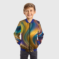 Бомбер детский Жидкий разноцветный металл, цвет: 3D-синий — фото 2