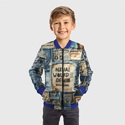 Бомбер детский I love Barcelona - пэчворк, цвет: 3D-синий — фото 2
