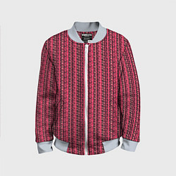 Детский бомбер Красно-розовый искажённые полосы