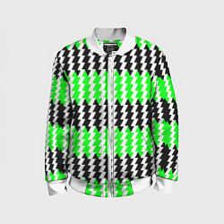 Детский бомбер Вертикальные чёрно-зелёные полосы