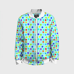 Бомбер детский Яркий паттерн в горошек, цвет: 3D-белый