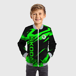 Бомбер детский Skoda - green uniform, цвет: 3D-серый — фото 2