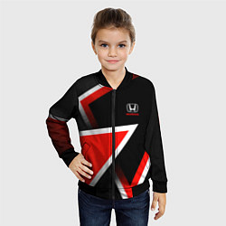 Бомбер детский Honda - красные треугольники, цвет: 3D-черный — фото 2