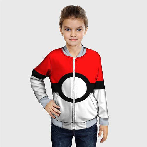 Детский бомбер Pokeball texture / 3D-Серый – фото 4