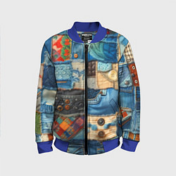 Бомбер детский Vanguard denim patchwork - ai art, цвет: 3D-синий