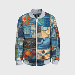 Детский бомбер Vanguard denim patchwork - ai art