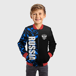 Бомбер детский Россия - синяя абстракция, цвет: 3D-красный — фото 2