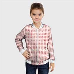 Бомбер детский Паттерн маленькая красная мозаичная плитка, цвет: 3D-белый — фото 2