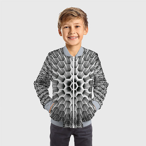 Детский бомбер Бесконечный гексагональный каркас / 3D-Серый – фото 3
