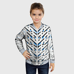 Бомбер детский Black and blue stripes on a white background, цвет: 3D-серый — фото 2