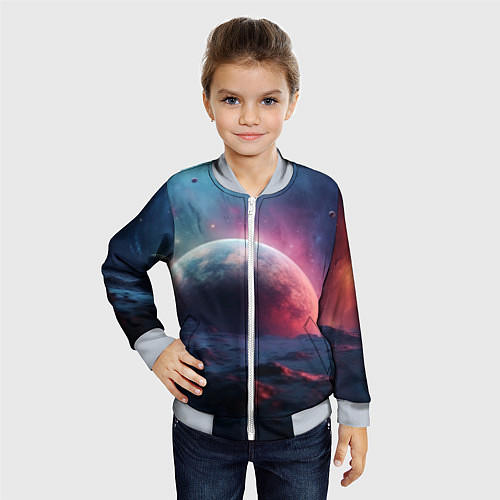 Детский бомбер Фантастика космос и планета / 3D-Серый – фото 4