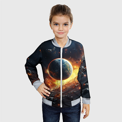 Детский бомбер Космос и планета / 3D-Серый – фото 4