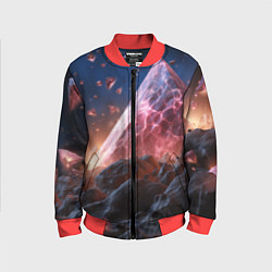 Бомбер детский Абстрактная пирамида космическая, цвет: 3D-красный