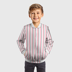 Бомбер детский Полосы бело-розово-серый, цвет: 3D-белый — фото 2