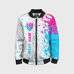 Бомбер детский West Ham neon gradient style по-вертикали, цвет: 3D-черный