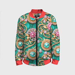 Детский бомбер Ювелирные бирюзовые украшение с золотом и бриллиан