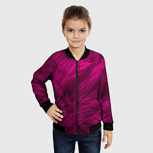 Детский бомбер Мех в цвете маджента / 3D-Черный – фото 4