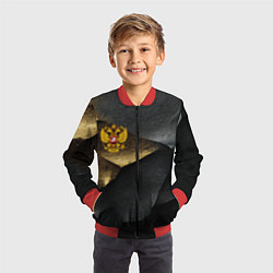 Бомбер детский Золотой герб России на темном фоне, цвет: 3D-красный — фото 2