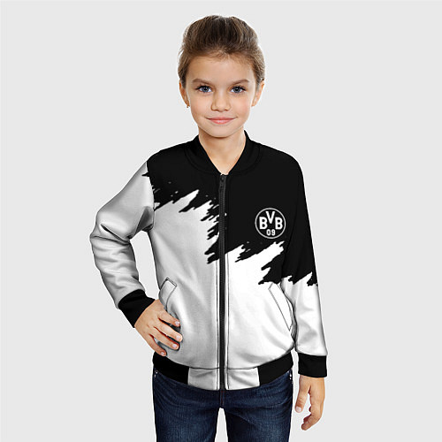 Детский бомбер Borussia краски белые / 3D-Черный – фото 4