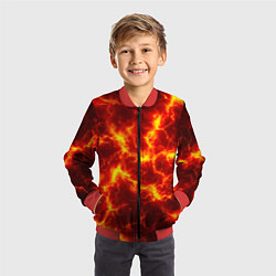 Бомбер детский Текстура огня, цвет: 3D-красный — фото 2