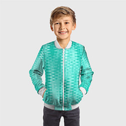 Бомбер детский Светлый бирюзовый абстрактный полосочки, цвет: 3D-белый — фото 2