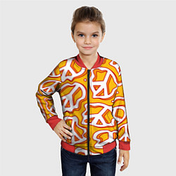 Бомбер детский Pattern peace, цвет: 3D-красный — фото 2