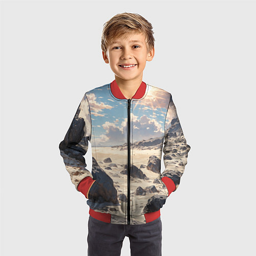 Детский бомбер Аниме пляж / 3D-Красный – фото 3