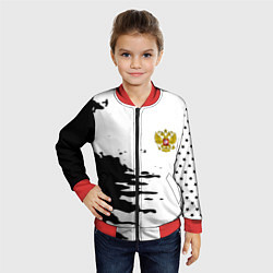Бомбер детский Россия герб звёзды в красках, цвет: 3D-красный — фото 2