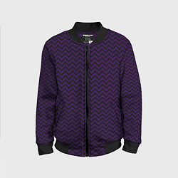 Детский бомбер Чёрно-фиолетовый ломаные полосы