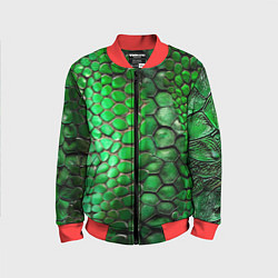 Детский бомбер Зеленая змеиная кожа