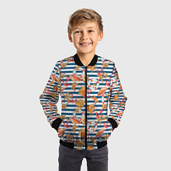 Бомбер детский Морской узор в полоску, цвет: 3D-черный — фото 2