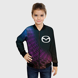 Бомбер детский Mazda neon hexagon, цвет: 3D-черный — фото 2