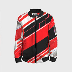 Детский бомбер Красно-белые полосы и чёрный фон