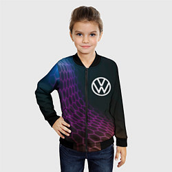 Бомбер детский Volkswagen neon hexagon, цвет: 3D-черный — фото 2