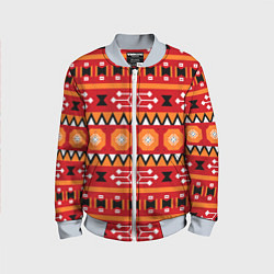 Бомбер детский Этническая геометрия в ярких цветах, цвет: 3D-серый