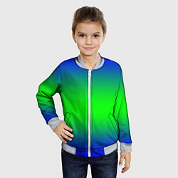 Бомбер детский Зелёный градиент текстура, цвет: 3D-серый — фото 2