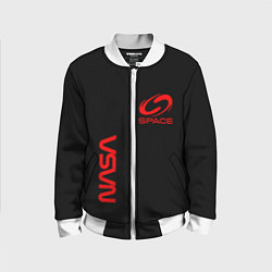 Бомбер детский Nasa space red logo, цвет: 3D-белый