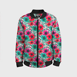 Детский бомбер Анемоны цветы яркий принт