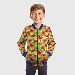 Бомбер детский Натуральные яблоки паттерн, цвет: 3D-синий — фото 2