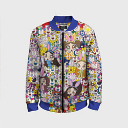 Бомбер детский Right now NewJeans and Takashi Murakami, цвет: 3D-синий