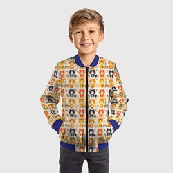 Бомбер детский Разноцветные котята ретро узор, цвет: 3D-синий — фото 2