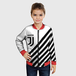 Бомбер детский Ювентус полосы, цвет: 3D-красный — фото 2