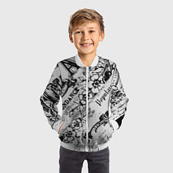 Бомбер детский Старая газета, цвет: 3D-белый — фото 2