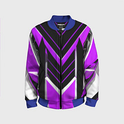 Детский бомбер Фиолетово-серые полосы на чёрном фоне